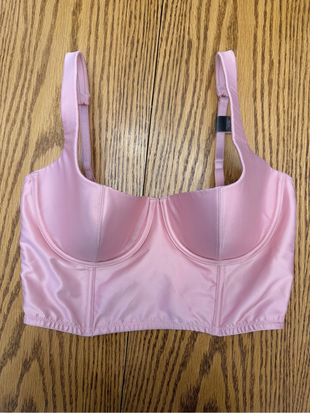Victoria's Secret Satin Longline Bra in Light Pink